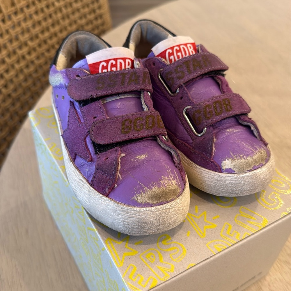 kids golden goose old school sneaker - size 26 (US 9) purple leather